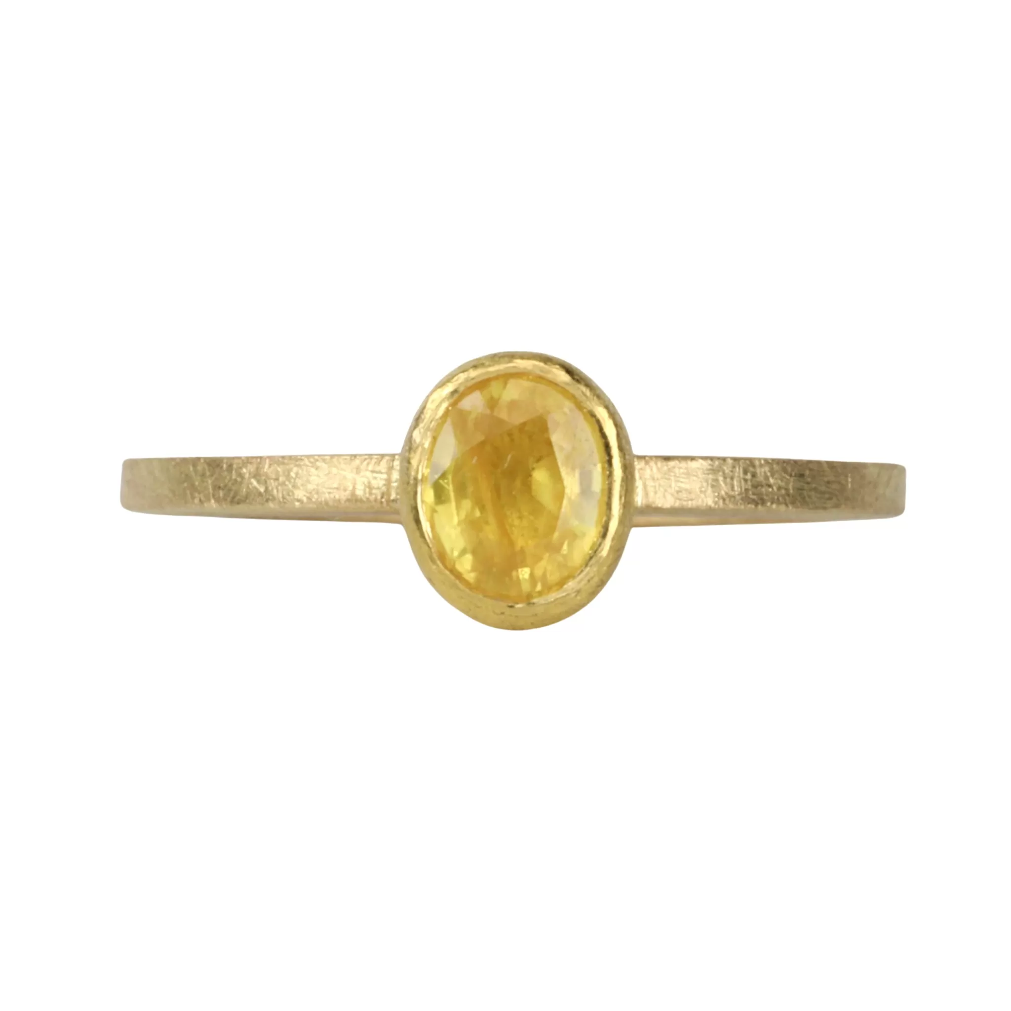 Bezel-Set Oval Yellow Sapphire Ring