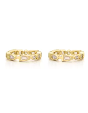 Bezel Stone Ring Set- Gold