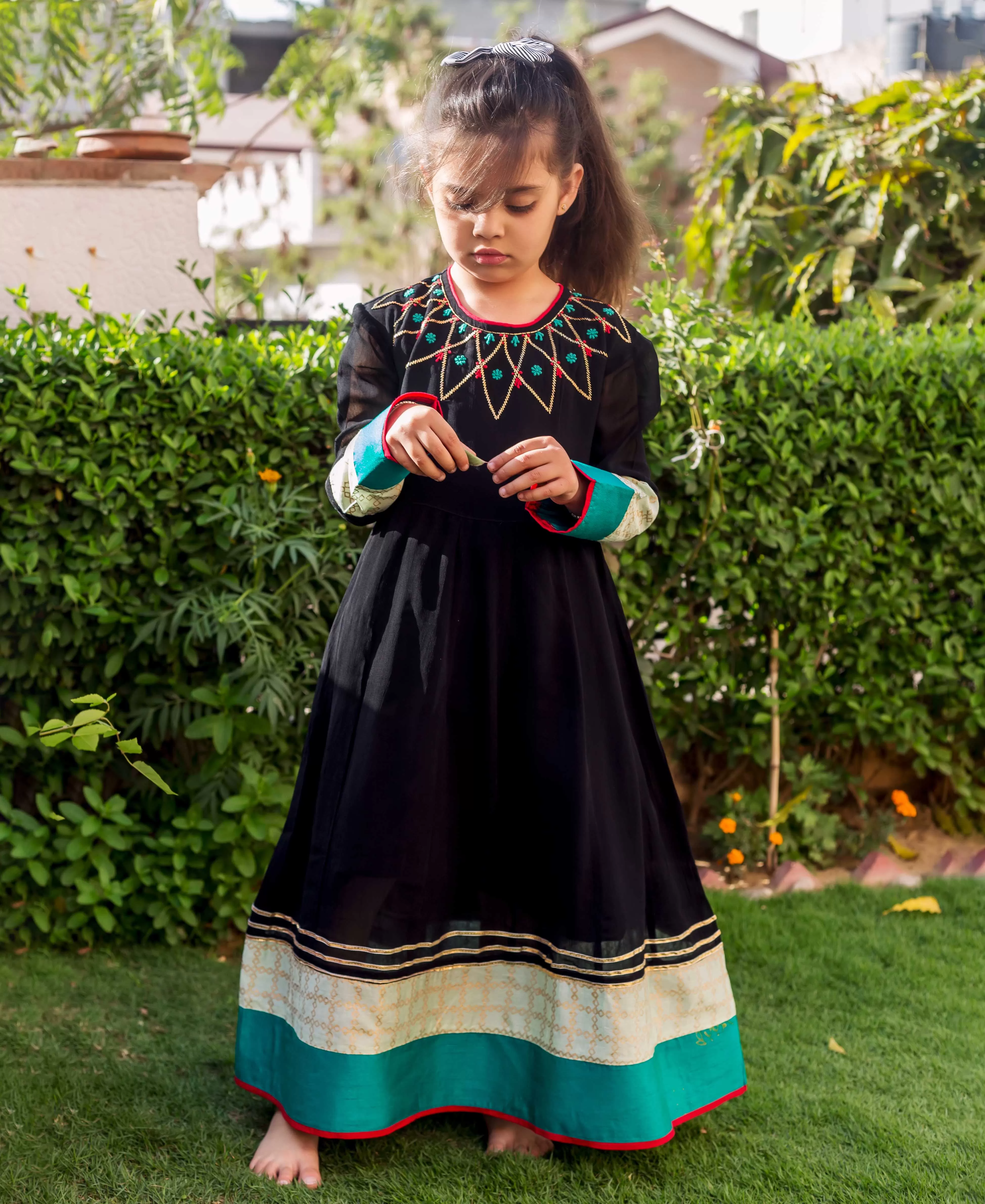 Black and Lime AnarkalI Dress