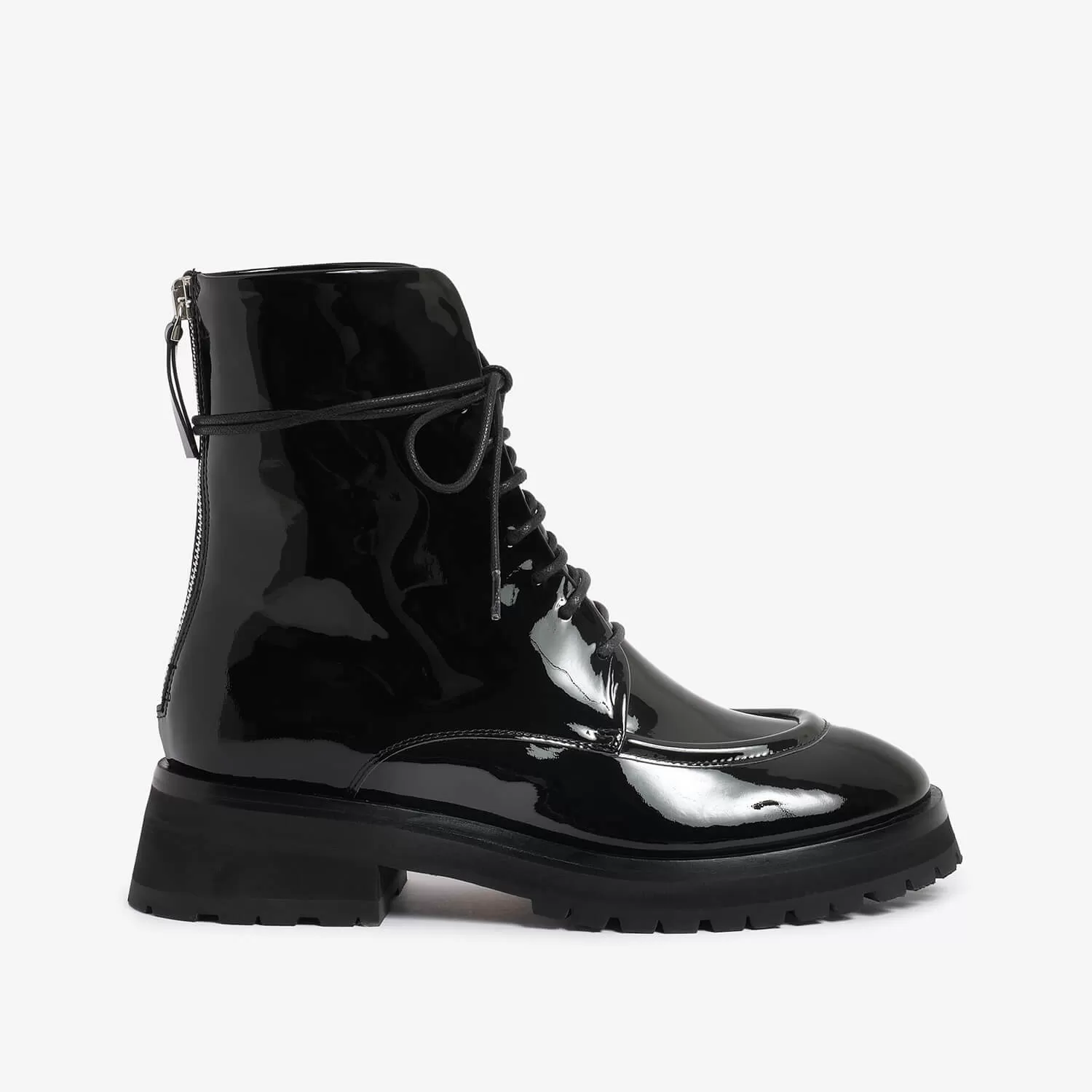 Black women's patent leather ankle boot