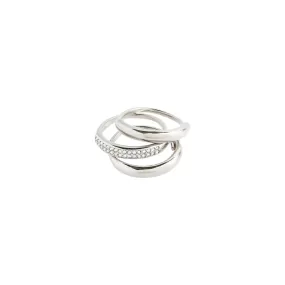 Bloom Silver Plated Crystal Ring Set