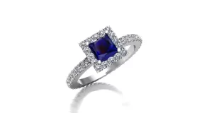 Blue sapphire square cut ring (925 Sterling Silver)