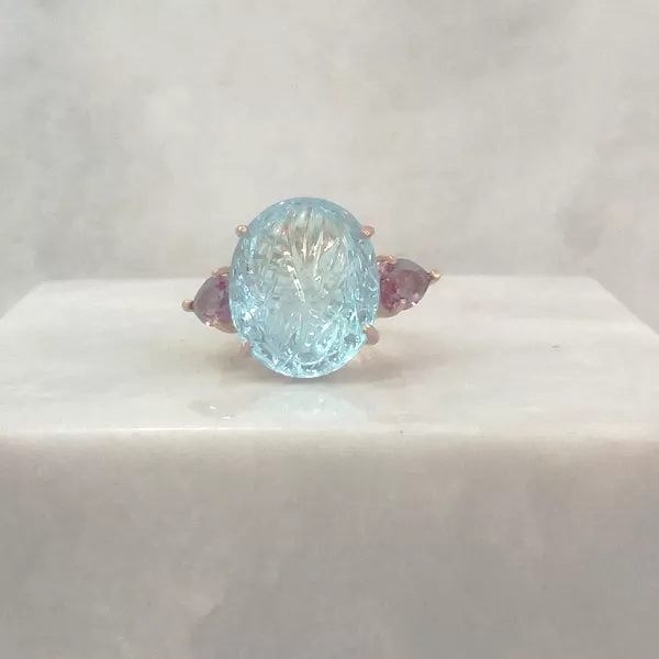 Blue Topaz with Amethyst Cocktail Ring