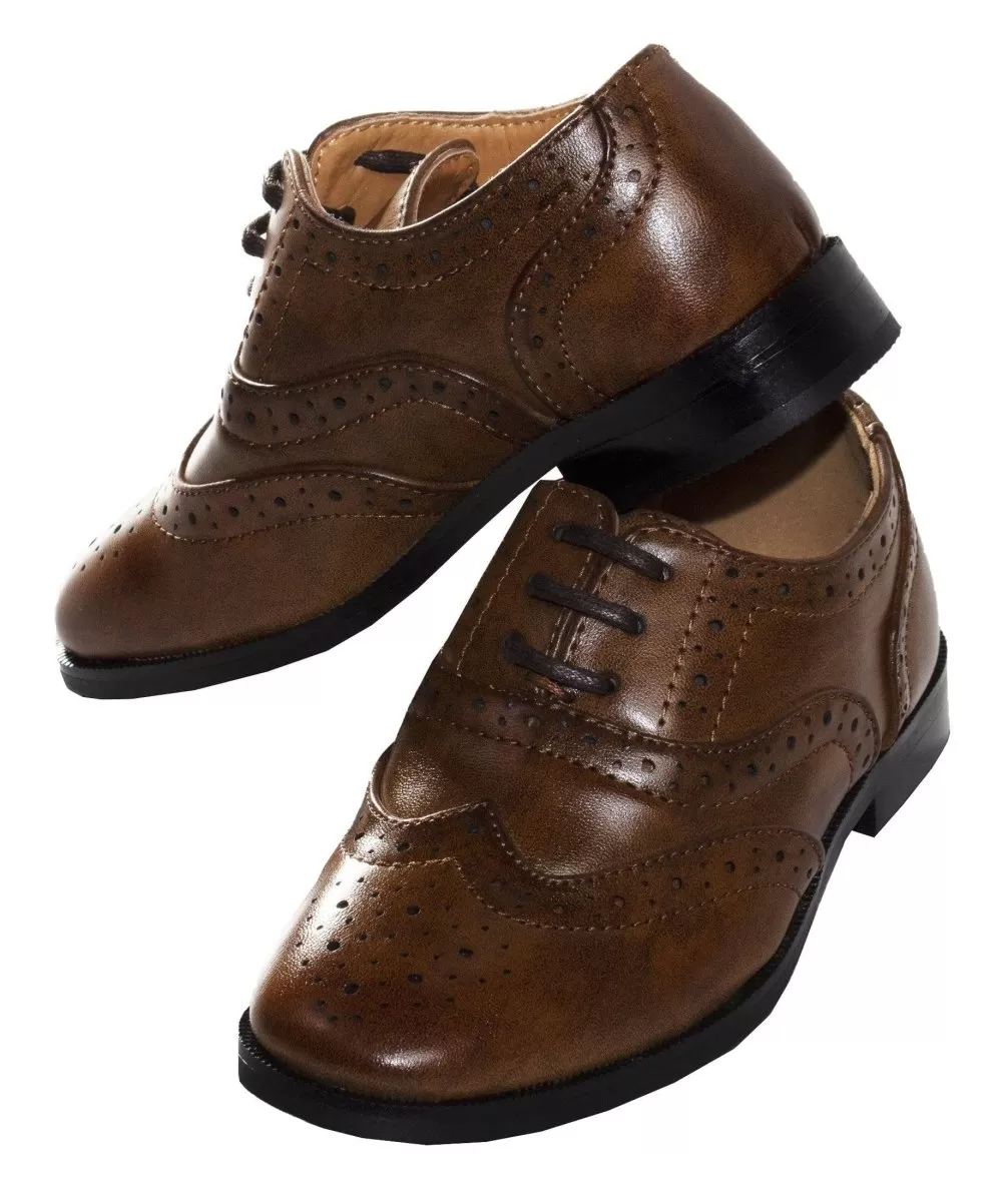 Boys Oxford Wing-Tip Lace Up Dress Shoes