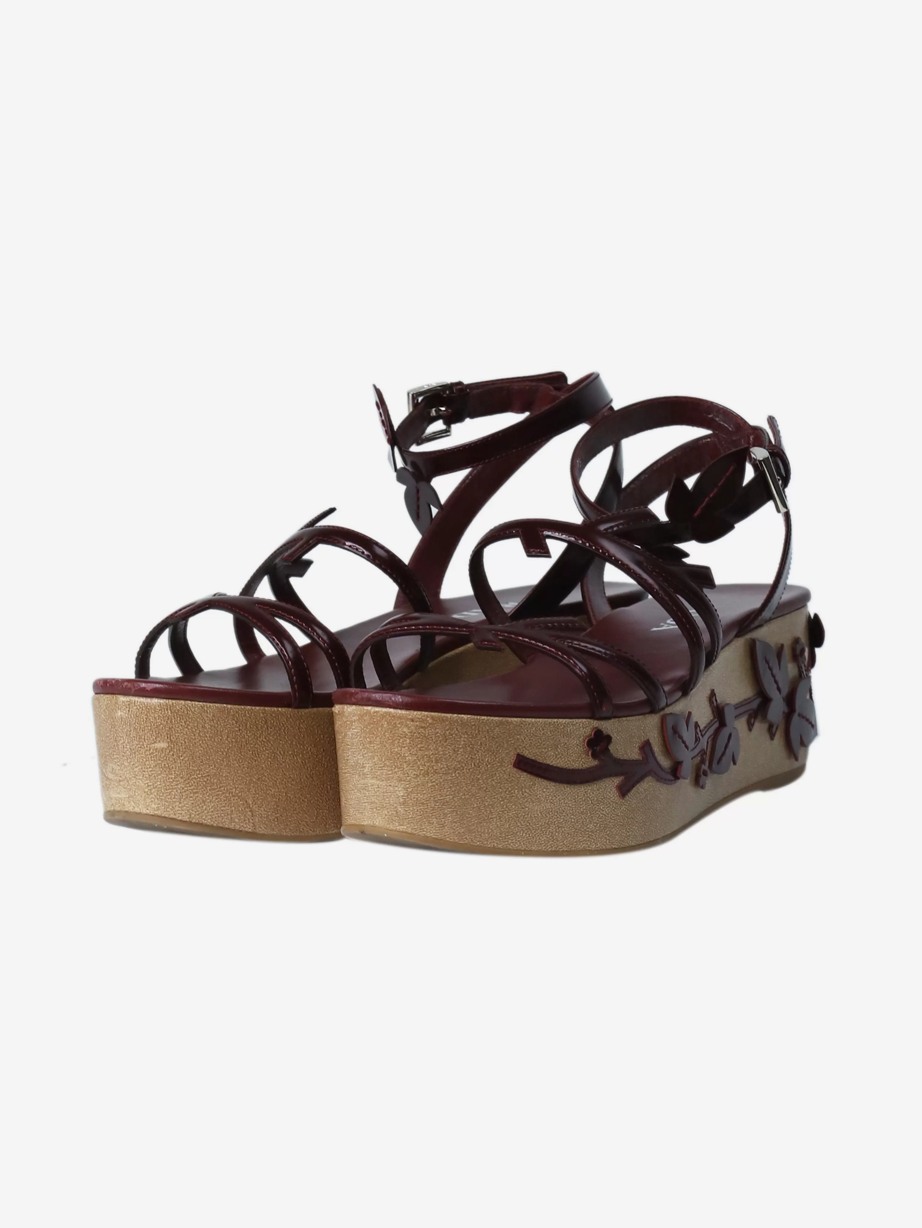 Burgundy platform sandals - size EU 40.5 (UK 7.5)