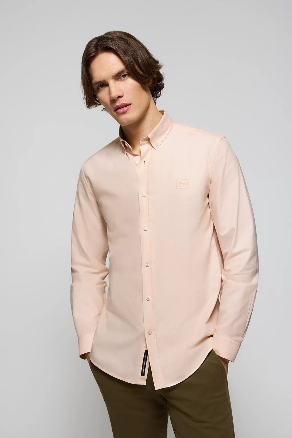 Camisa Oxford color melocotón con logo Polo Club