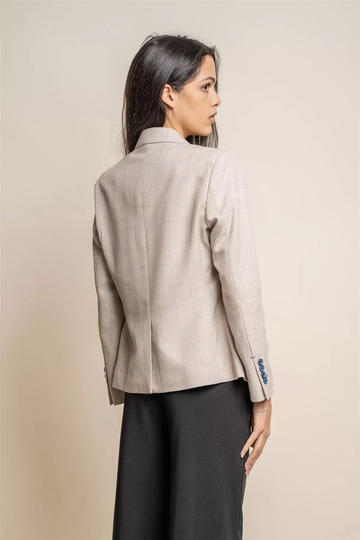 Caridi Beige Check Women's Blazer