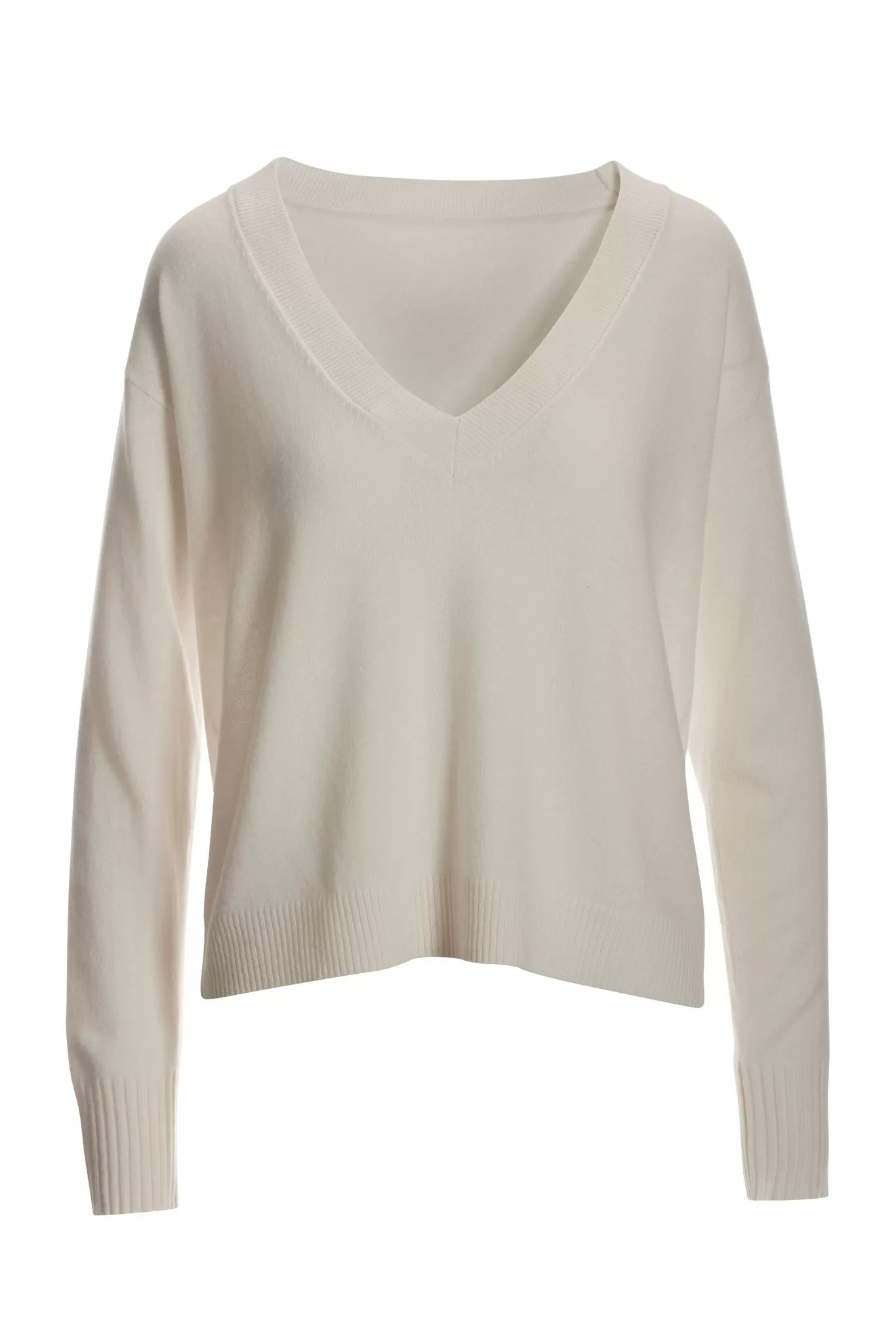 Cashmere Deep V Neck Sweater Off White