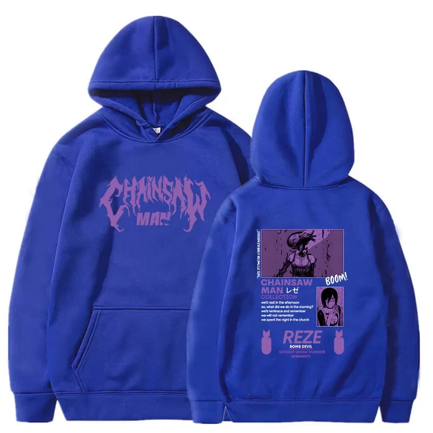 Casual Hooded Pullover REZE Chainsaw Man Hoodies Anime Printing Sweatshirts Long Sleeve