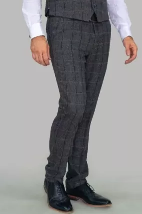 Cavani Albert Men's Grey Tweed Check Trousers