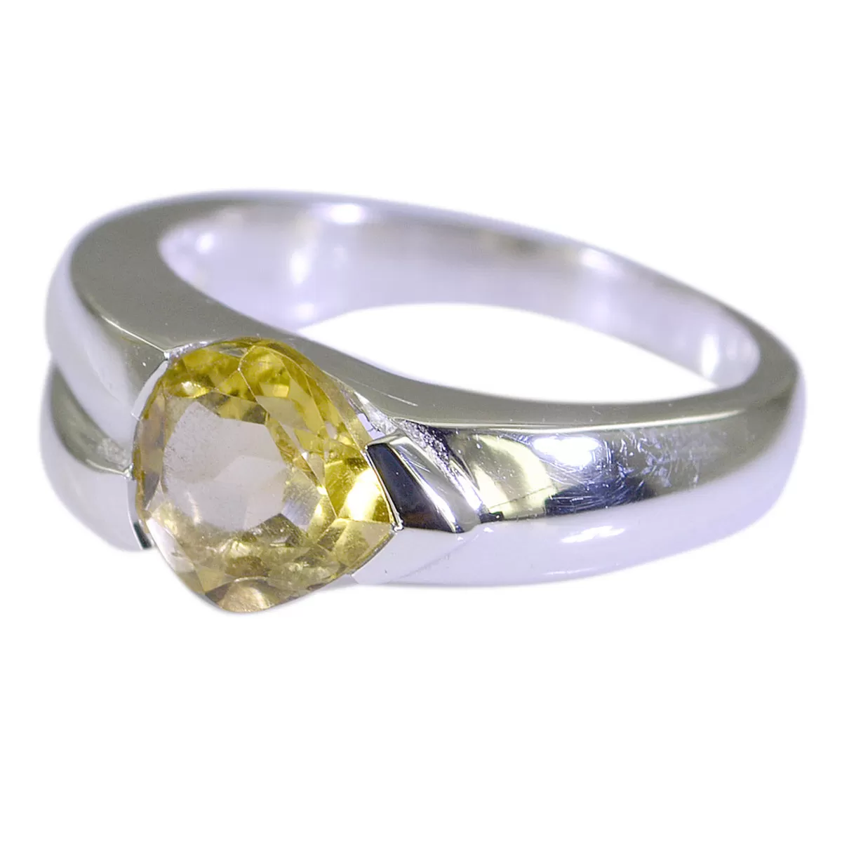 Classy Gemstone Citrine Sterling Silver Ring Vintage Jewelry Box