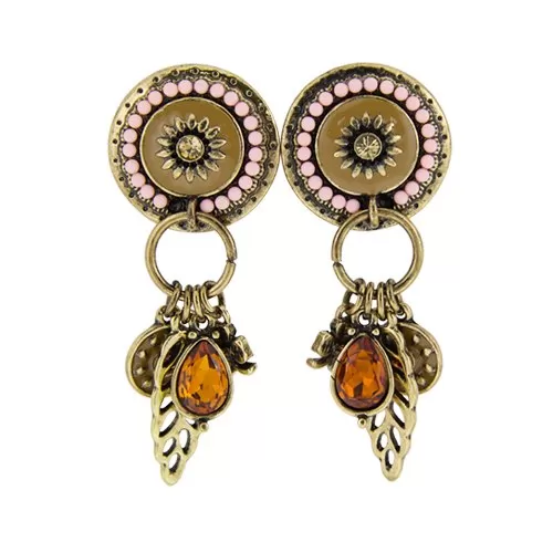 Colorful Ethnic Beads Charms Statement Earrings - 2 Colors