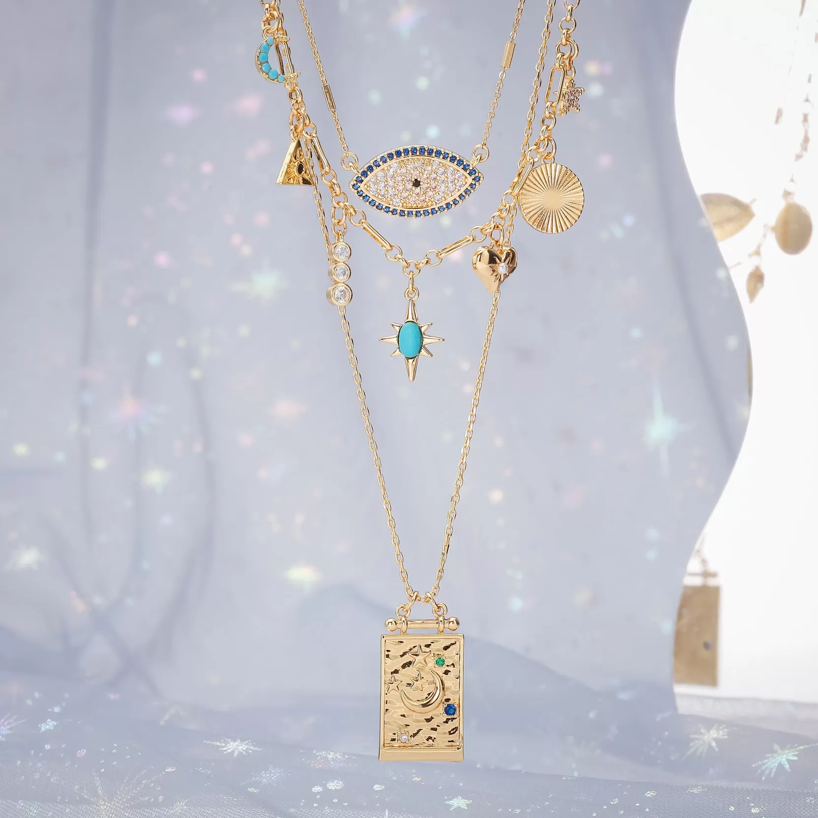 Cosmic Evil Eye Layered Necklace