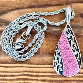 Crystal Teardrop - Pink - Pendant - Rope Necklace or Omega - AJ03