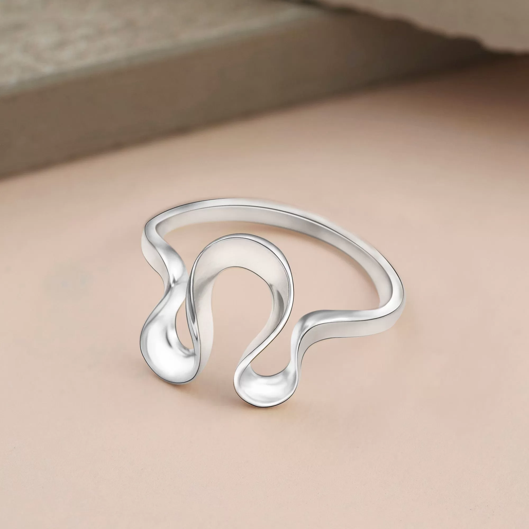 Curved Wave Ring Sterling Silver