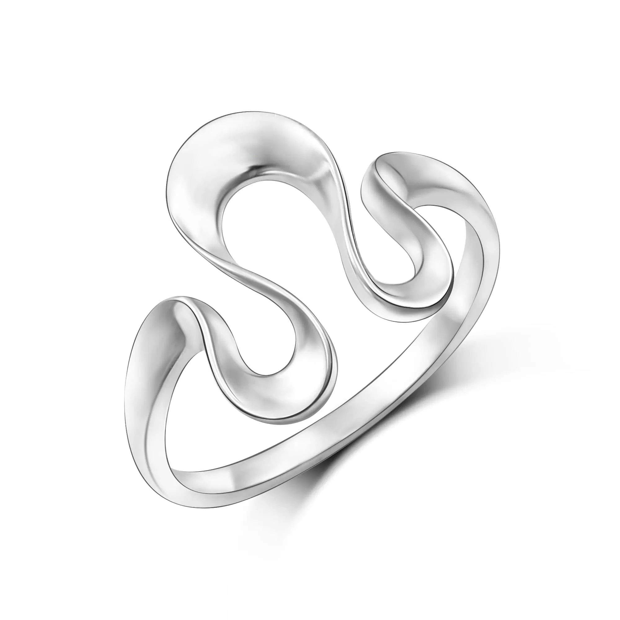 Curved Wave Ring Sterling Silver