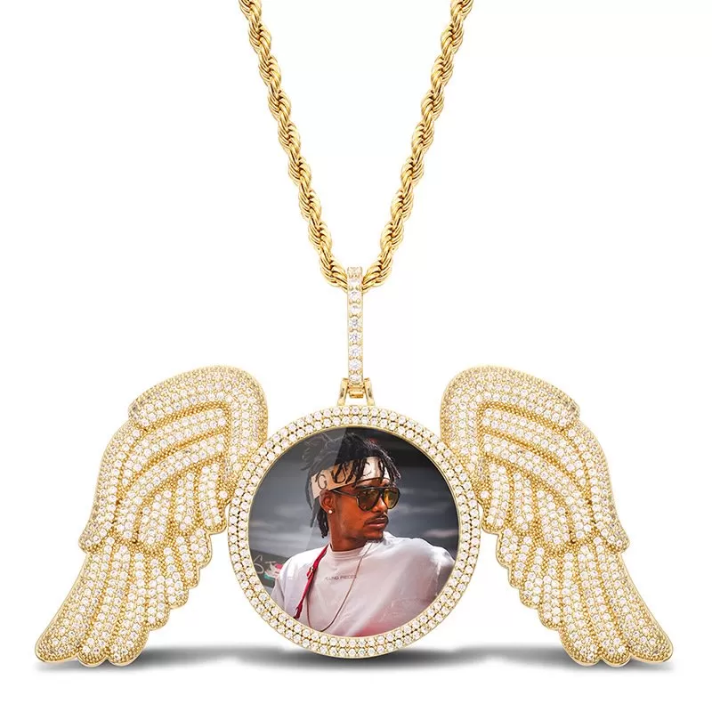 【Custom】Angel wings Large photo frame pendant