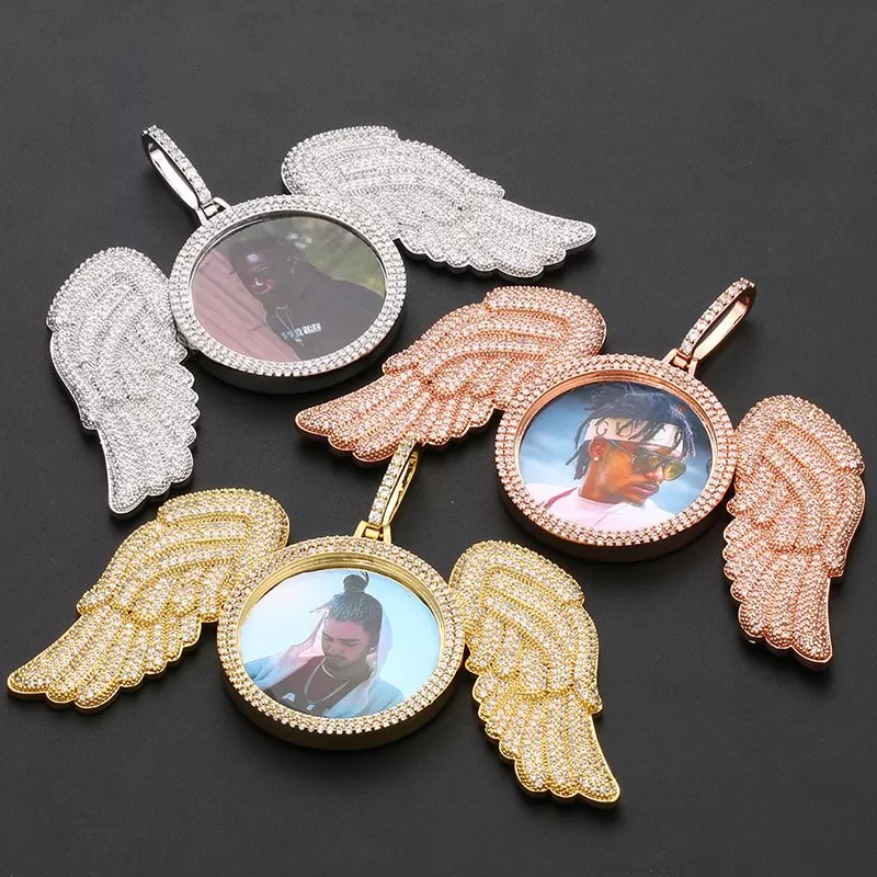 【Custom】Angel wings Large photo frame pendant