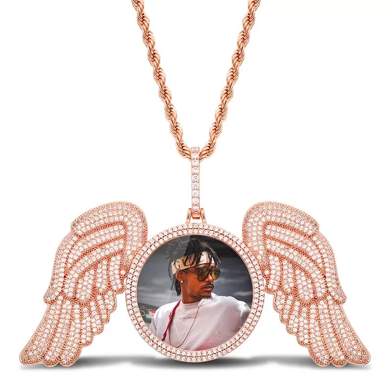 【Custom】Angel wings Large photo frame pendant