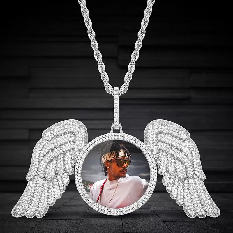 【Custom】Angel wings Large photo frame pendant