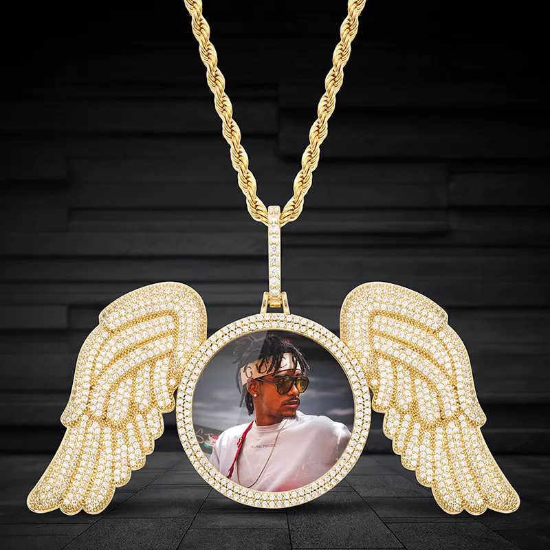 【Custom】Angel wings Large photo frame pendant