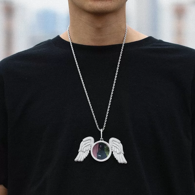 【Custom】Angel wings Large photo frame pendant