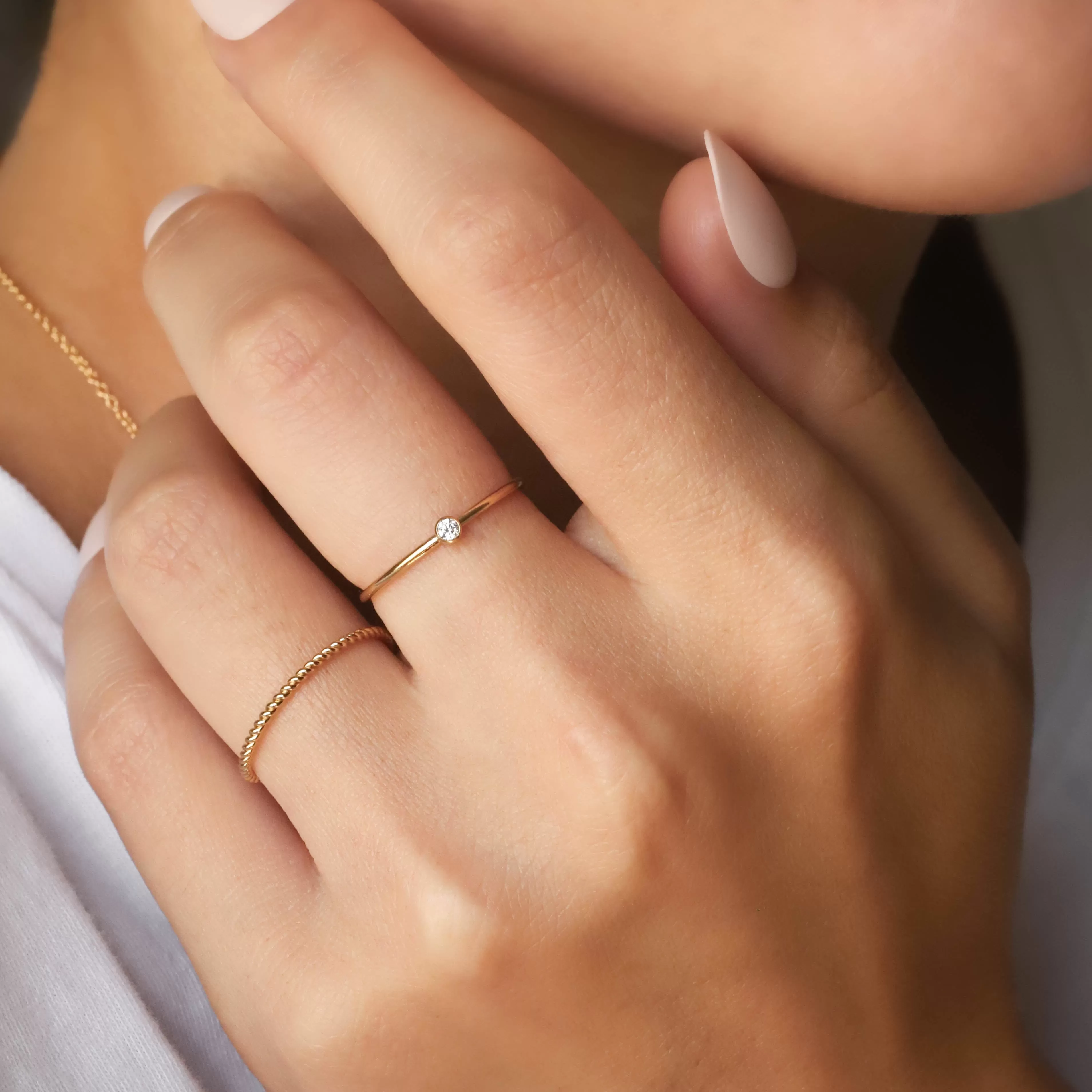 Dainty Solitaire Ring - 14K Gold