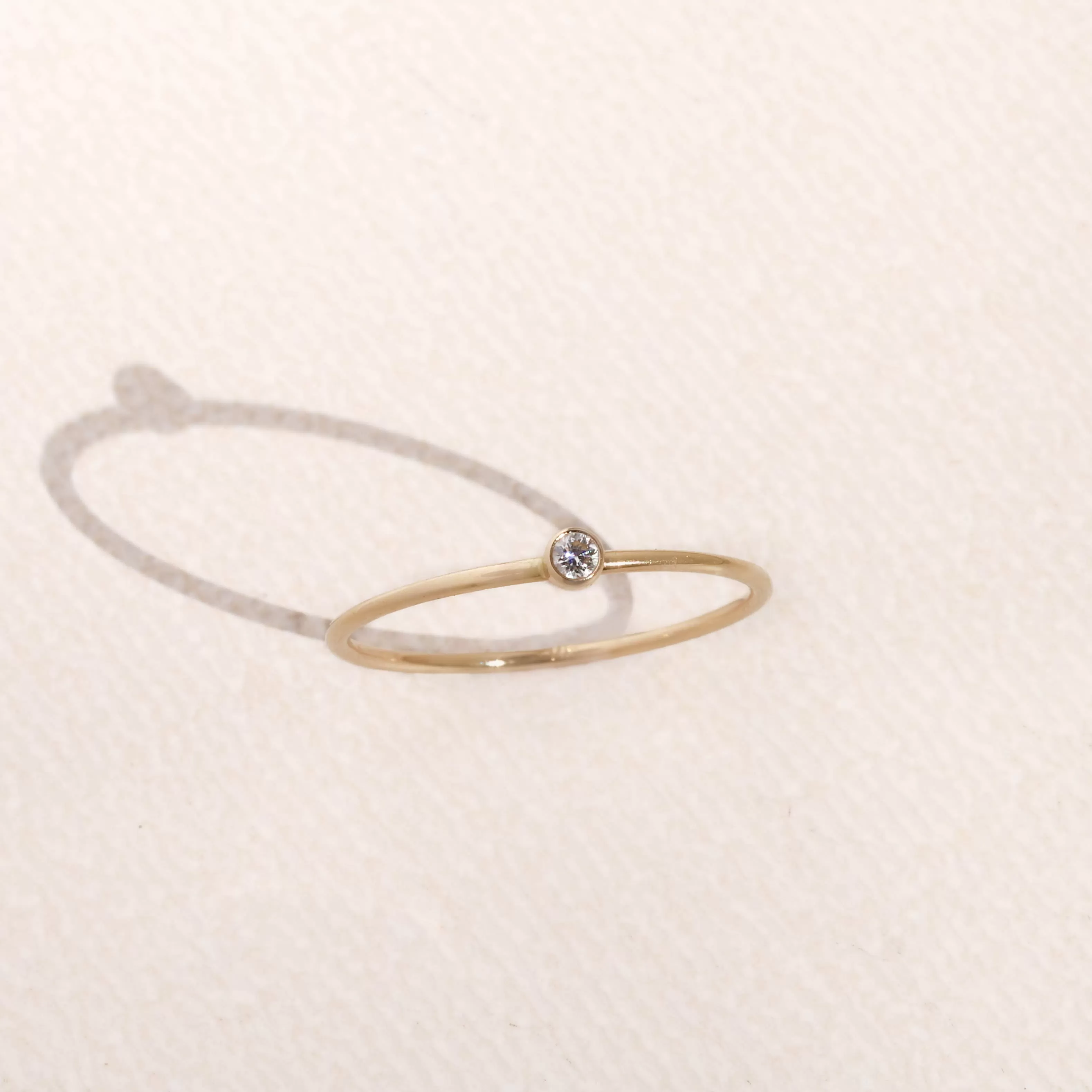 Dainty Solitaire Ring - 14K Gold