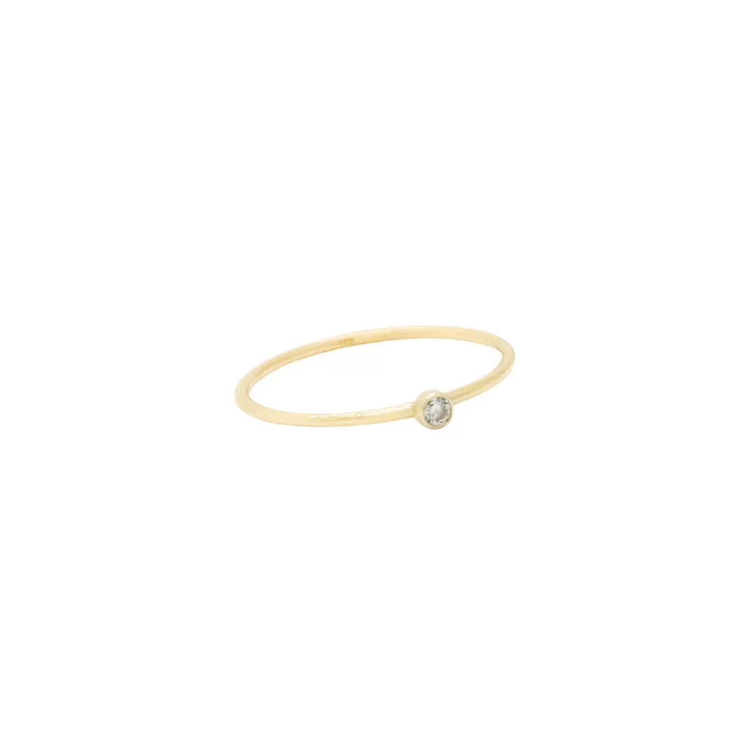 Dainty Solitaire Ring - 14K Gold