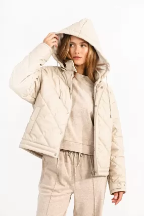 Deborah Woven Padded Jacket in Beige