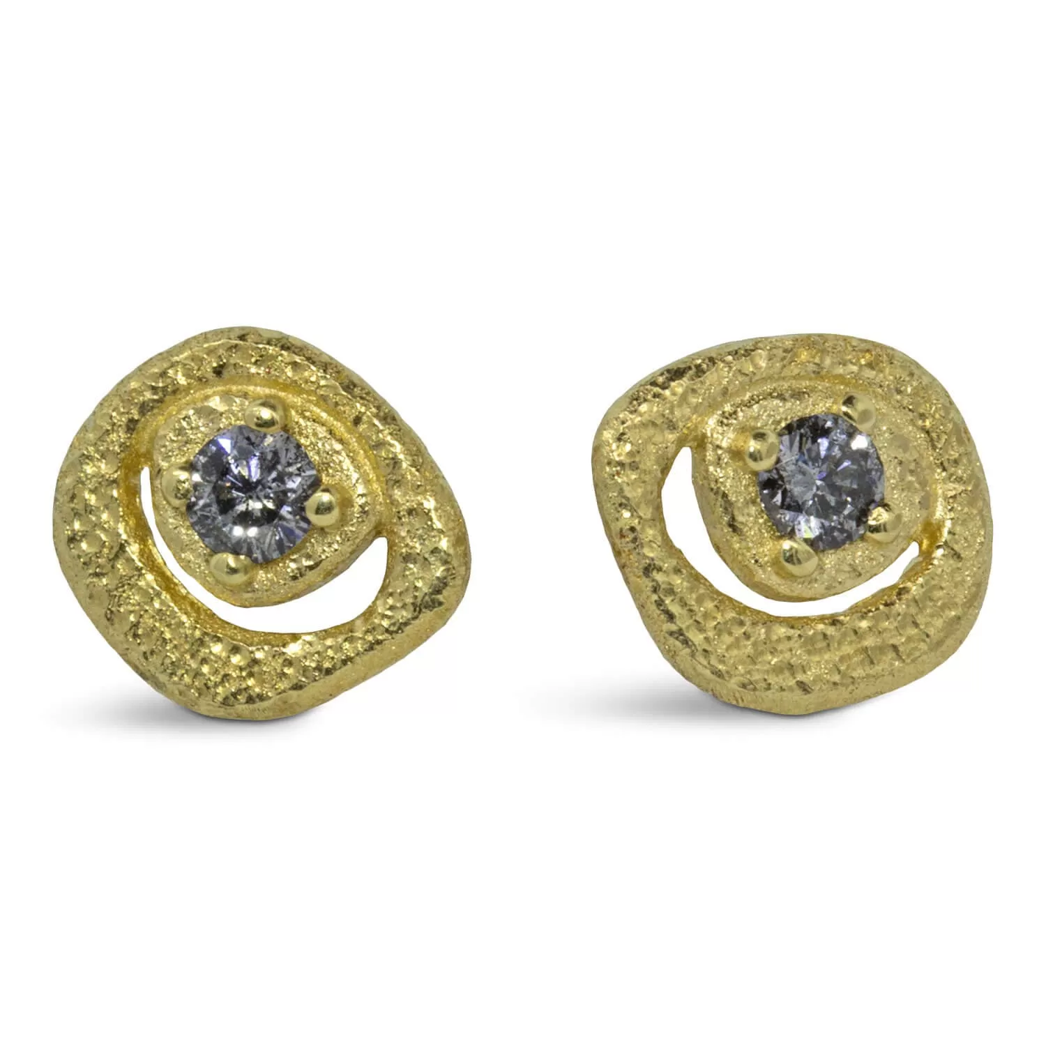 Diamond Pebble Stud Earrings in 18k yellow gold