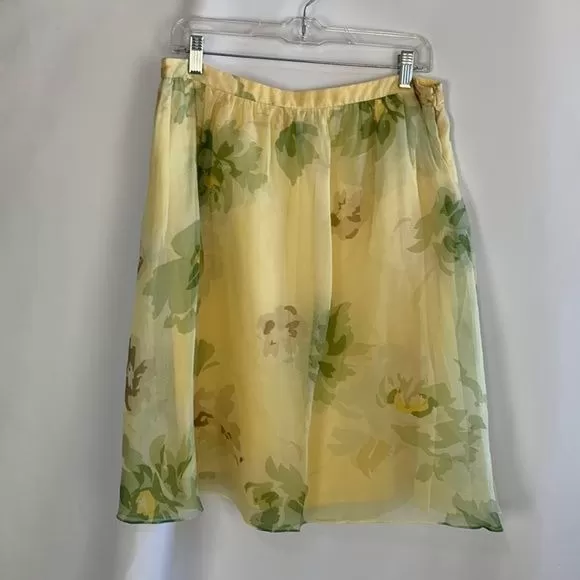 Escada Yellow Floral Print Skirt