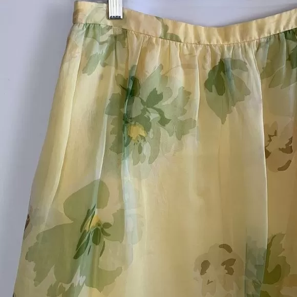 Escada Yellow Floral Print Skirt