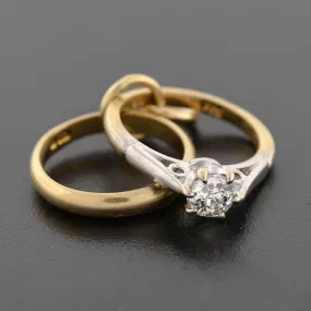 Estate 9kt Diamond Engagement Ring & Band Charm