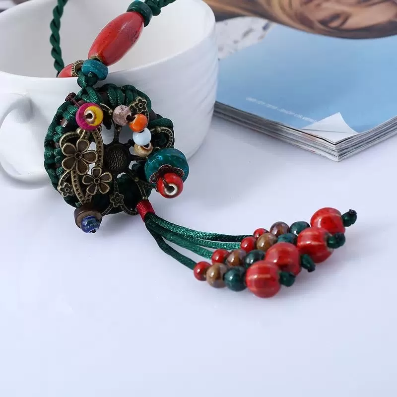 Ethnic Style Ceramic  Chain Handmade Long  Retro Necklace- 2 Colors