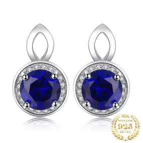 Fashion Halo 2.3ct Created Sapphire Stud Earrings - 925 Sterling Silver