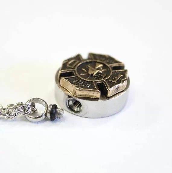 Firemen's Necklace Cremation Urn Pendant