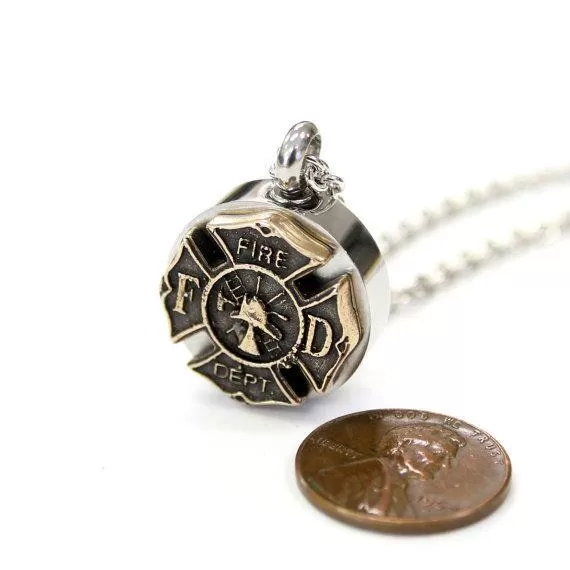 Firemen's Necklace Cremation Urn Pendant