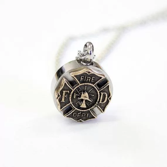 Firemen's Necklace Cremation Urn Pendant