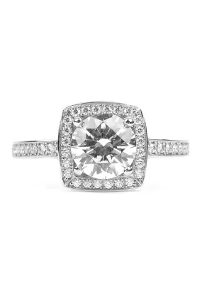 Furrer Jacot Lucienne Platinum Semi-Mount Square Halo Diamond Ring