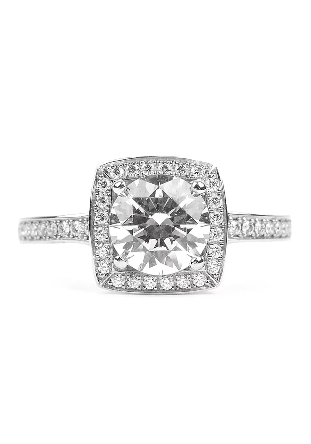 Furrer Jacot Lucienne Platinum Semi-Mount Square Halo Diamond Ring