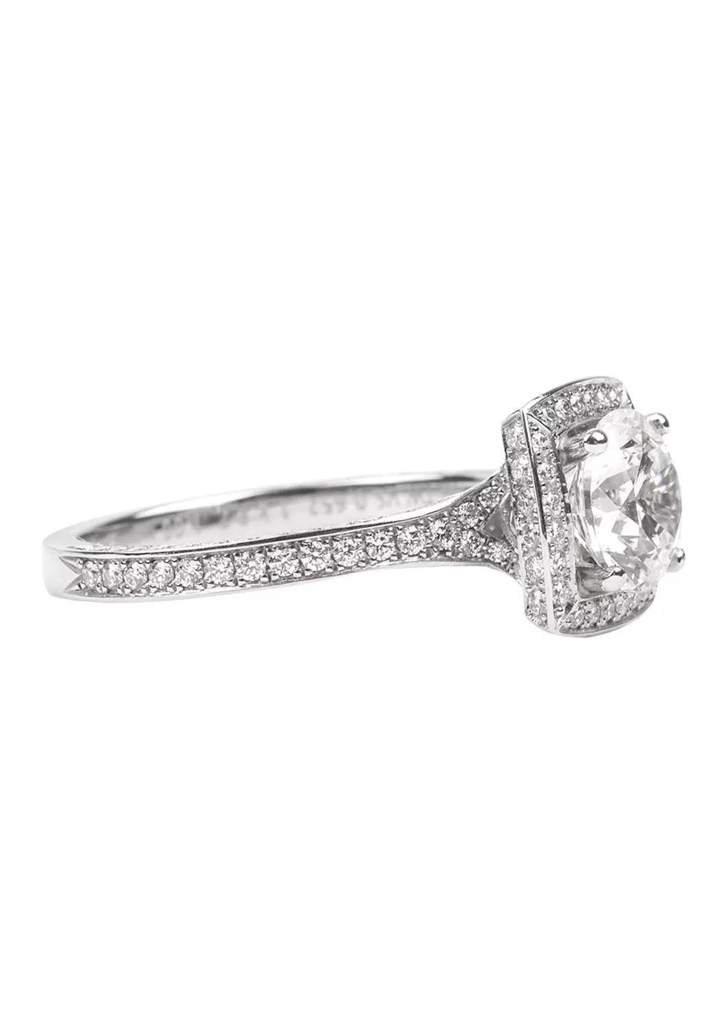 Furrer Jacot Lucienne Platinum Semi-Mount Square Halo Diamond Ring