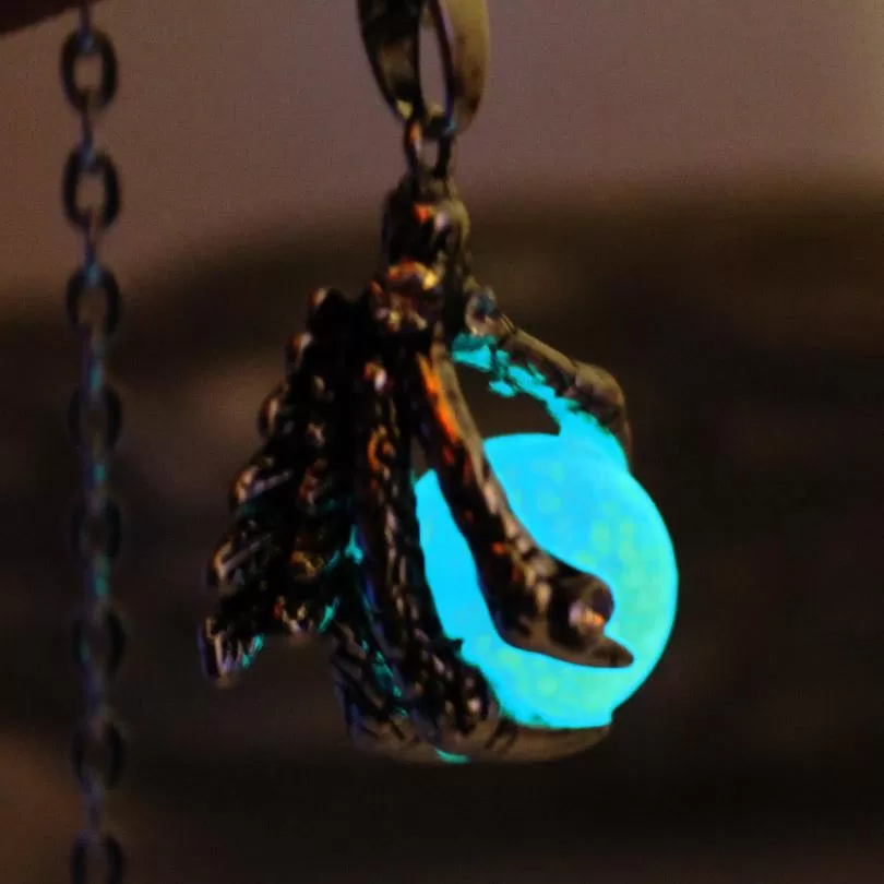 Glow In The Dark Dragon's Gem Claw Necklace