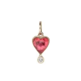 Gold Bezel-Set Pink Tourmaline Byrdie Heart Pendant