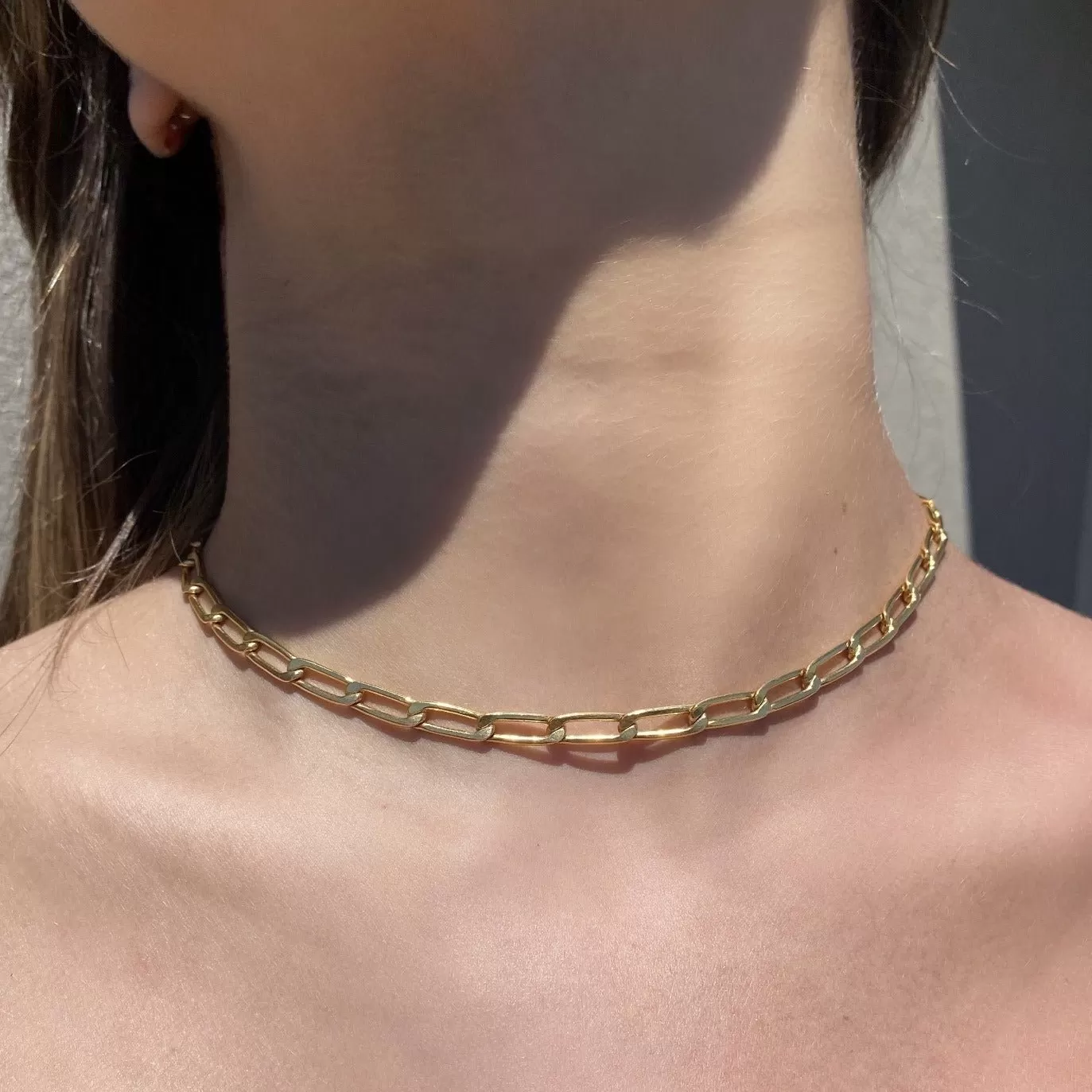 Gold Filled - Large Elongated Curb Chain Necklace