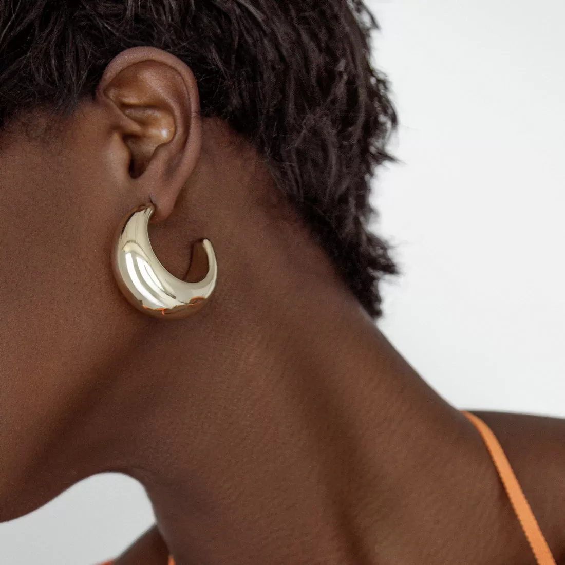 Gold Plated Chunky Tsuki Hoop Earrings