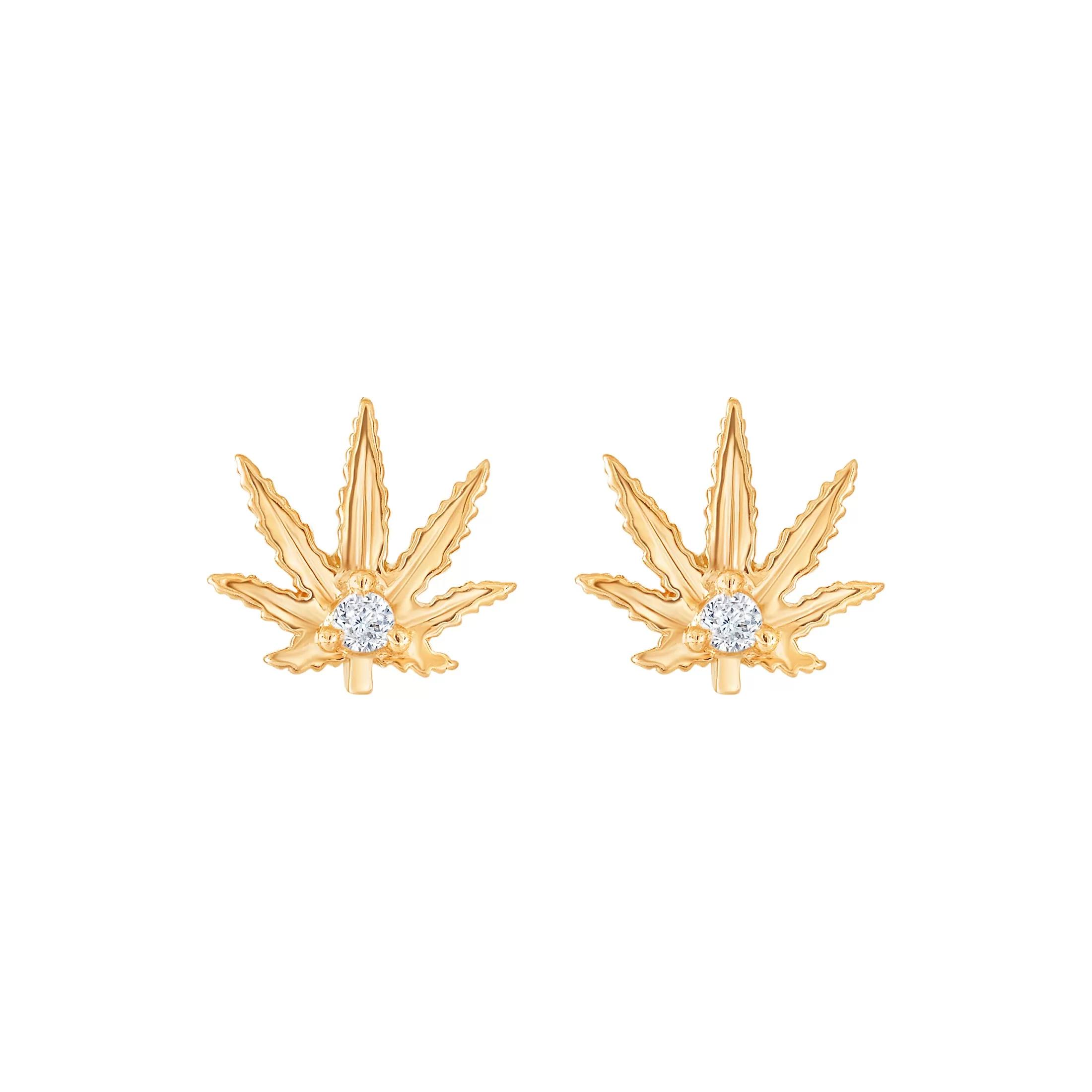 Gold "Sweet Sativa" Stud Earrings