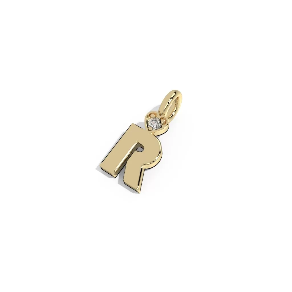 Gold Smooth Charm Letter Pendant - Heart