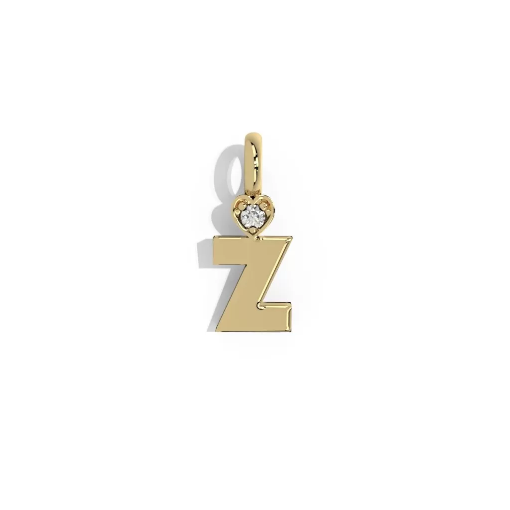 Gold Smooth Charm Letter Pendant - Heart