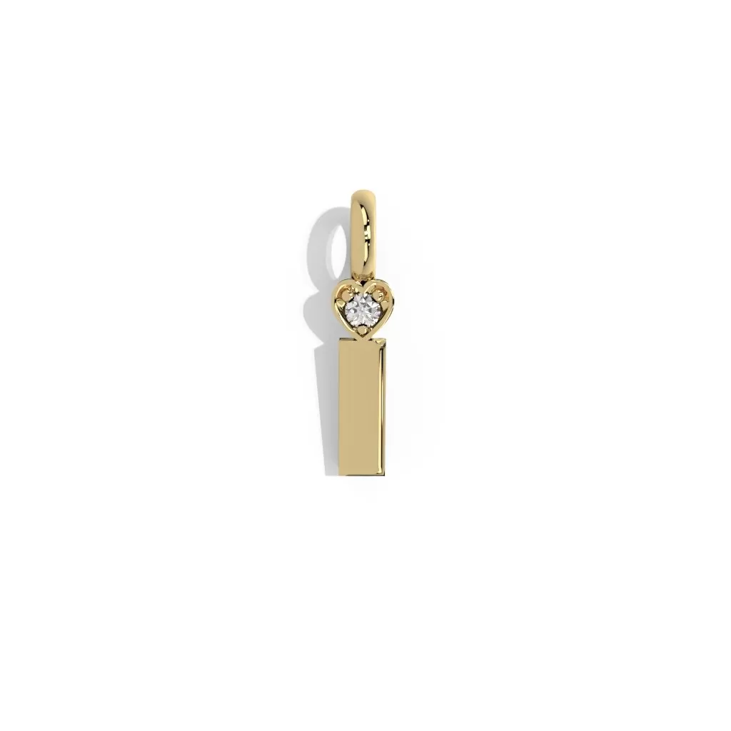 Gold Smooth Charm Letter Pendant - Heart